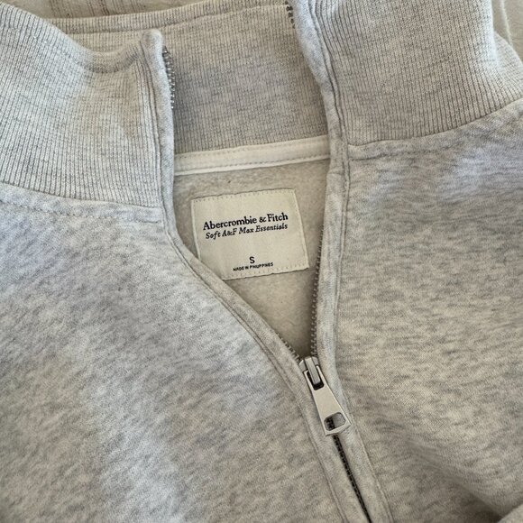 Abercrombie & Fitch Essential Sunday Half-Zip Light Grey Size Small - Picture 4 of 8